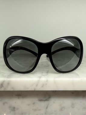 Prada Classic Oversized Black and Silver Women's Sunglasses